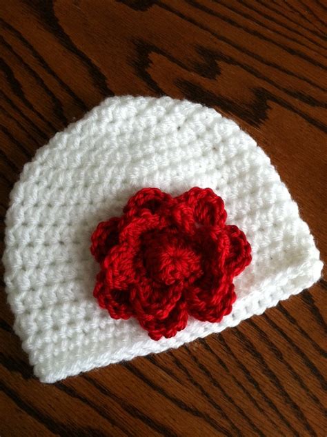 Crochet Hat With Flower Crochet Baby Hat for Valentines | Etsy