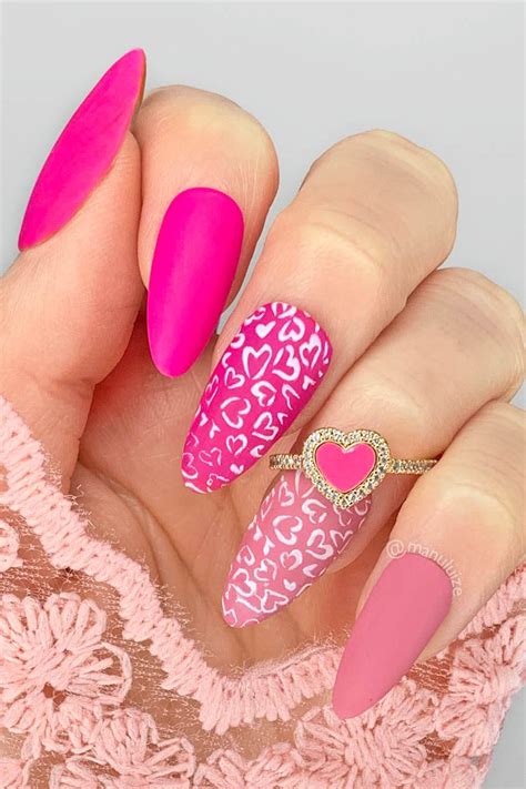 Unha Com Coração Rosa - 35 Unhas com coração lindíssimas