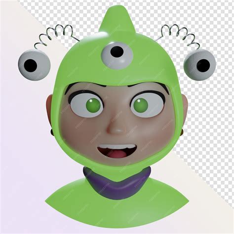 Retrato de avatar de dibujos animados 3d de mujer marciana | Archivo