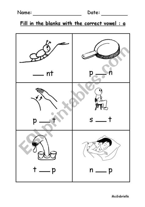 Vowel a - ESL worksheet by GabbyM