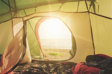 premium photo tourist tent  sunny