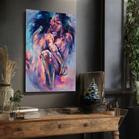 Nude Couple Art Print on Canvas, Hot Couple, Erotic Wall Art, Sexy