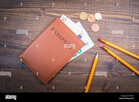 euro money  passport stock photo alamy