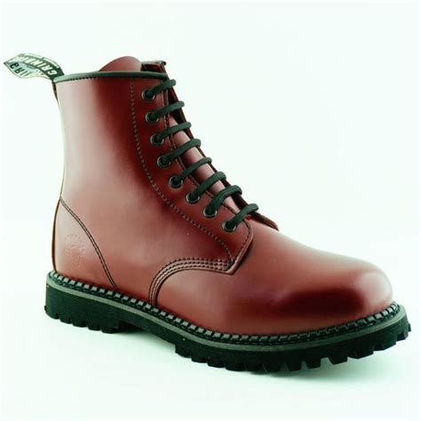 GRINDERS Cedric Red Cherry Leather Combat Boots 8 Eyelet Derby Boot ...