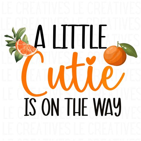 LITTLE Cutie Baby Shower Clipart PNG Orange Baby Shower - Etsy