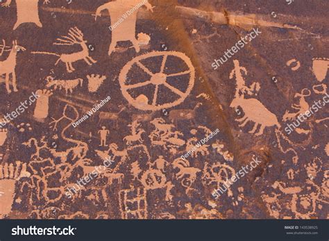 Petroglyphs Carved Rocks By Navajo Hopi Stock Photo 143538925 ...