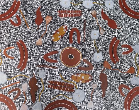 Lot - EVELYN WHITE, COMMUNITY, UNFRAMED DOT PAINTING, SYNTHETIC POLYMER