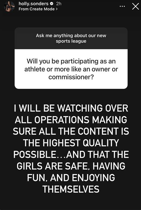 Holly Sonders Gives Update On New Sports League That Will Feature IG