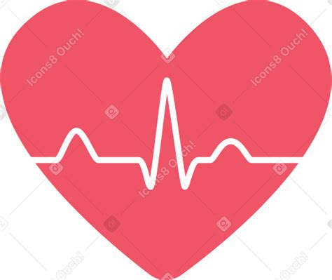Красное сердце с кардиограммой в PNG, SVG