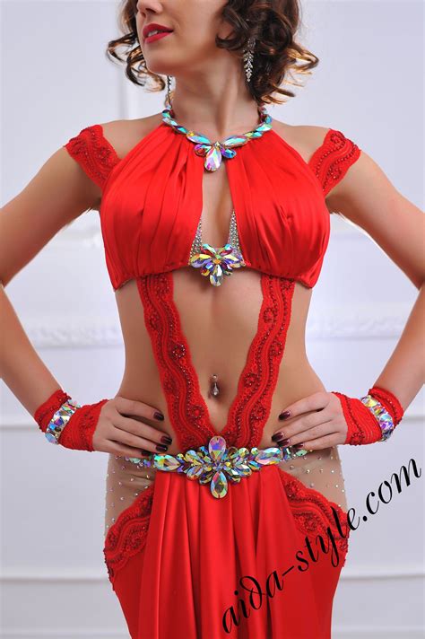 Red Belly Dance Costume - Aida Style