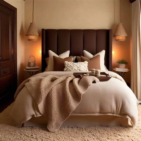 cozy  stunning beige  brown bedroom ideas   tranquil