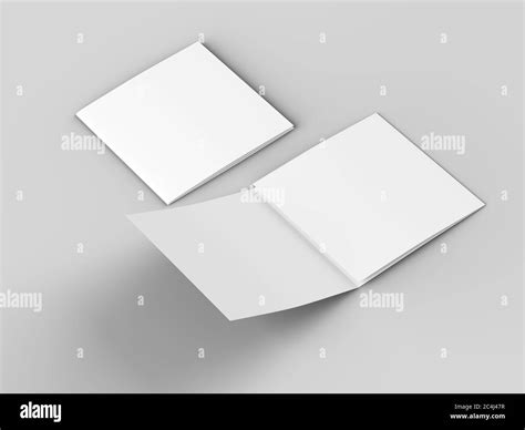 Open tri-folded leaflet in square format Stock Photo - Alamy
