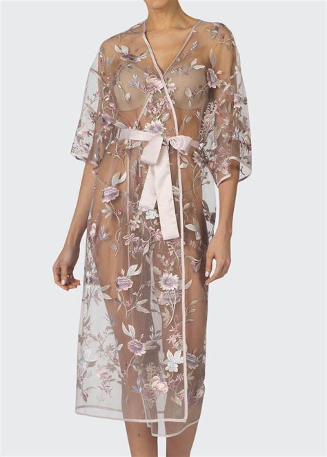 Rya Collection Stunning Floral Embroidered Sheer Robe - Bergdorf Goodman