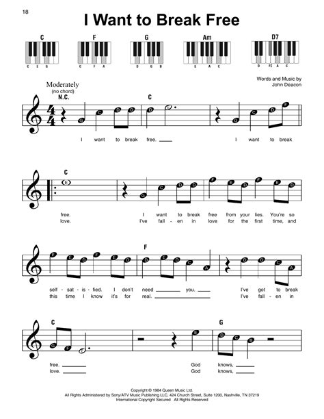 I Want To Break Free por Queen Partituras para Piano Súper Fácil en