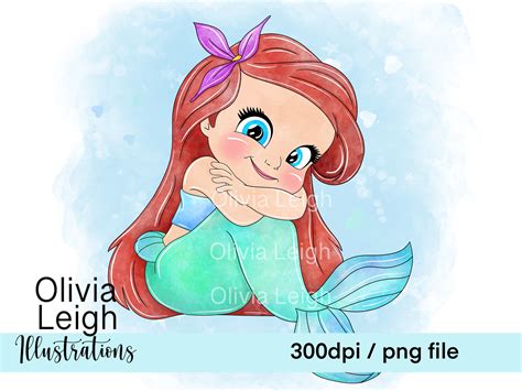 Bebé Princesa Ariel La Sirenita Linda Clipart PNG Archivos - Etsy España
