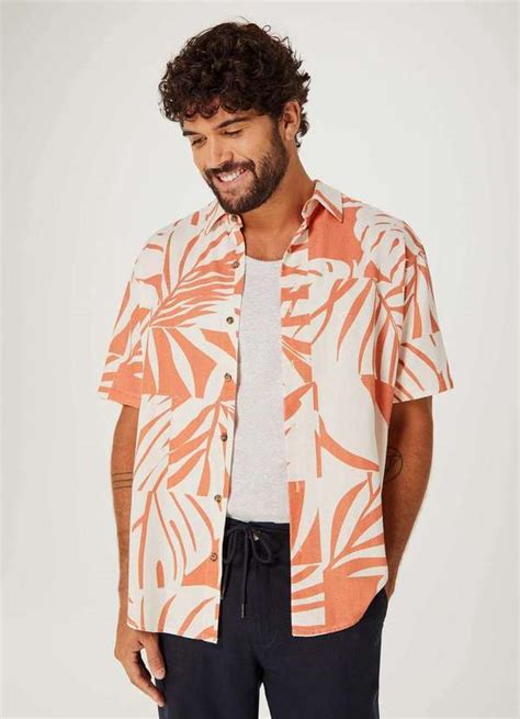 Camisa Estampada Masculina Manga Curta