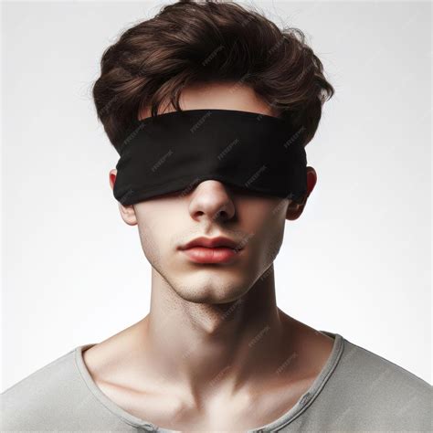 Premium Photo | Person wearing black blindfold on a white background