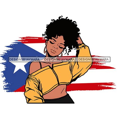 Boricua Beautiful Woman Dark Skin Latina Distressed Puerto Rico Flag