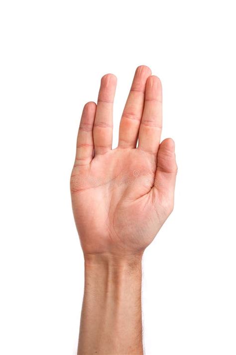 Male Palm Hand Vulcan Gesture, Isolated on White Stock Image - Image of ...