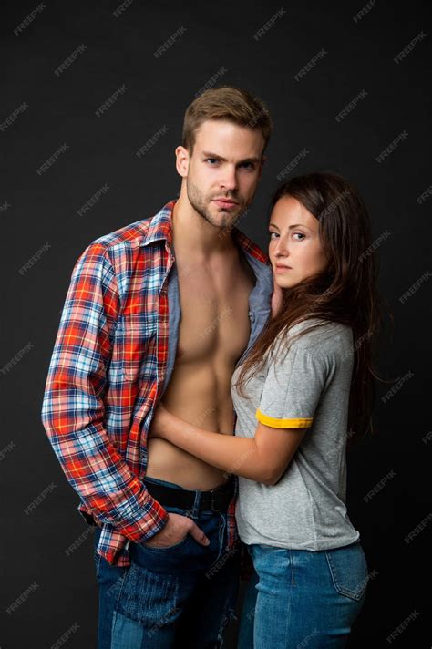 premium photo sexy young couple  love  black background love