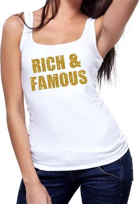 Rich and Famous glitter tekst tanktop / mouwloos shirt wit dames ...