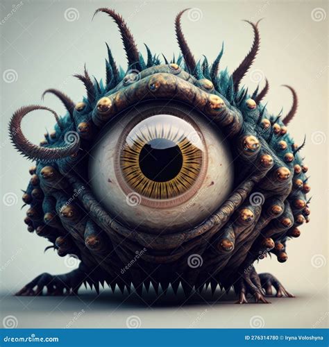 Eerie 8K Cinematic Shot of Terrifying Multi-Eyed Monster Stock