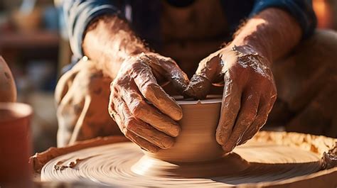 Premium AI Image | Potter's Hands Clay Pot Crafting