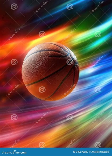 A Basketball is Caught Mid-air, Frozen in Motion with a Vivid, Swirling