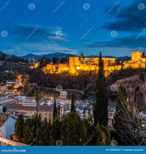 Night Cityscape of Granada, Spain Stock Image - Image of landscape
