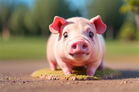 Premium Photo | A pig on a farm with a green background