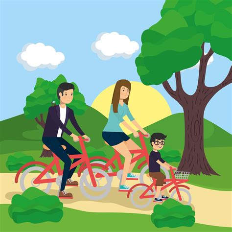 Family doing outdoors activities 1943600 Vector Art at Vecteezy
