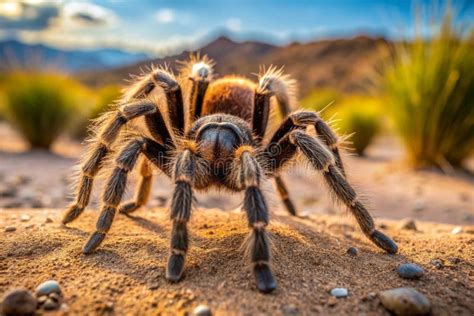 California Tarantula Spider Goes Desert Stock Illustration
