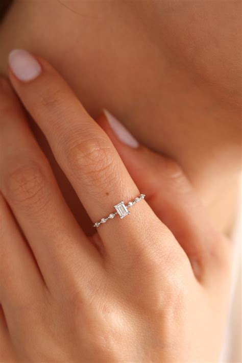 Dainty Diamond Engagement Ring Wedding Ring Couple Rings Delicate Ring