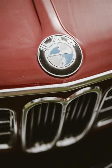 front bumper  emblem   vintage bmw car editorial photography