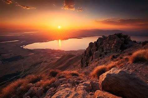 premium photo sunrise   sea  galilee    mount