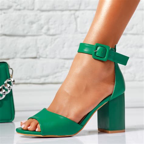 Дамски сандали с ток Pallas Зелено #14551 | OneFashionRoom.Bg 63лв ...