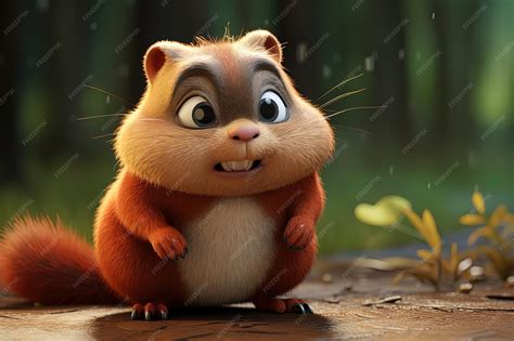 Premium AI Image | Chubby brown chipmunk cute Cartoon illustration 3d