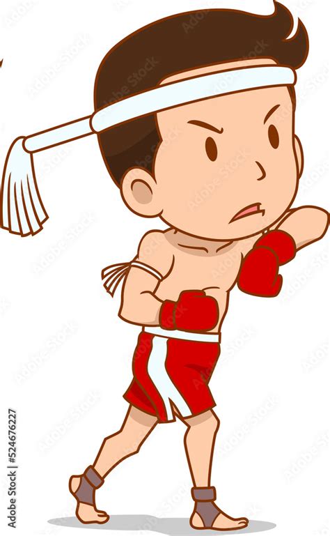 Cartoon Character of cute Muay Thai boxer. Stock Illustration | Adobe Stock