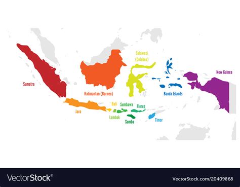 main islands indonesia map  names royalty  vector