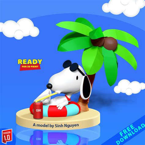 Free 3D file Snoopy at the beach・3D printer design to download・Cults