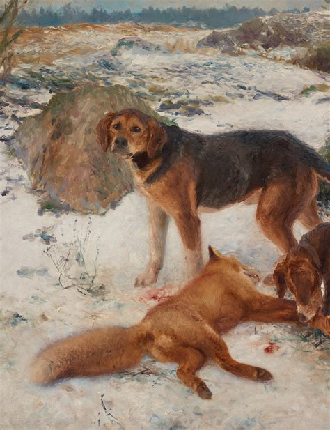 Bruno Liljefors, Beagles at the fox hunt. - Bukowskis