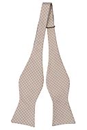 Silk slim tie - White grid on beige base - Notch HJALPSAM BEIGE