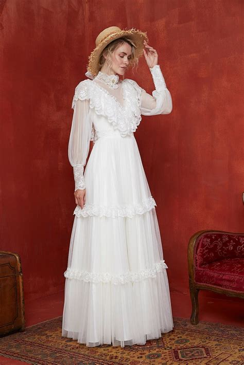 Vintage Lace Boho Wedding Dress - Etsy