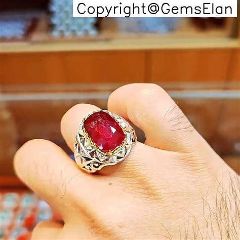 Original Burmese Red Ruby Ring - Genuine Mens Red Ruby Gemstone Ring ...