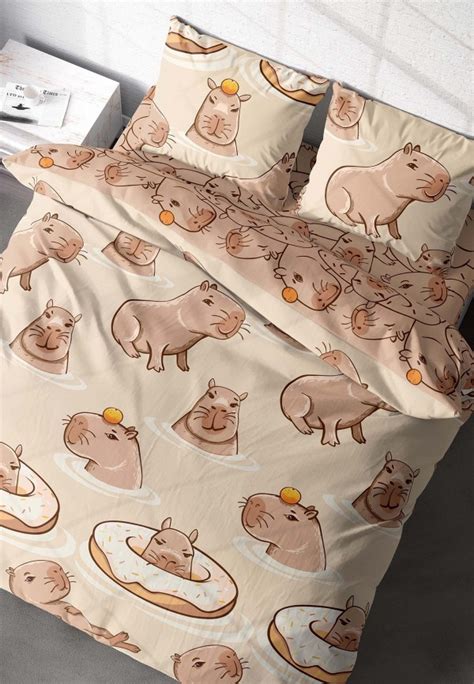 Постельное белье 2-спальное Crazy Getup 50х70 Capybara, цвет: бежевый ...