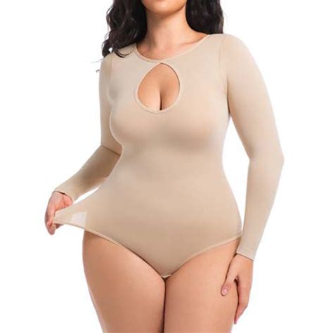 Purcolt Women's Plus Size Keyhole Seamless Shapewear Bodysuits One