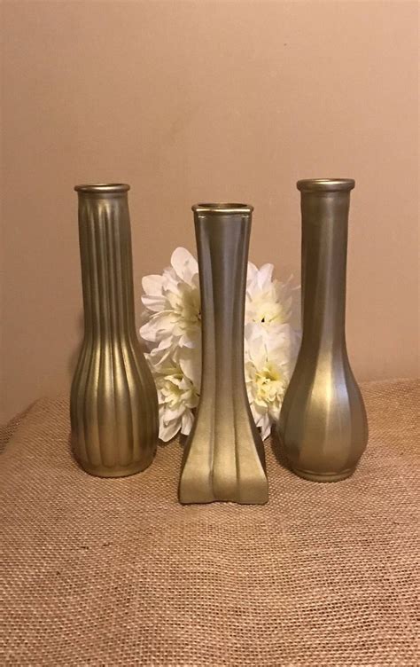 Gold Vases Metallic Gold Vases Wedding Vases Set of 3 Vases | Etsy ...