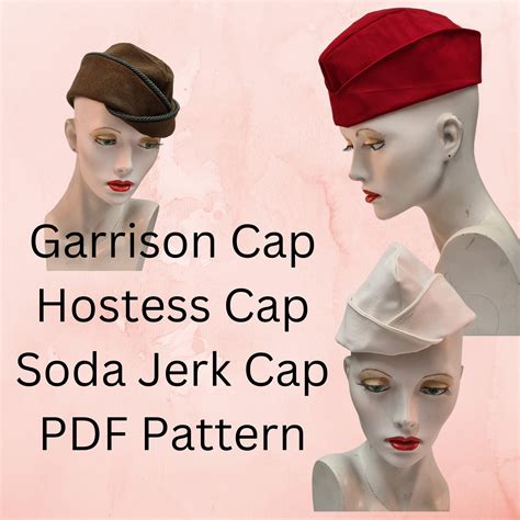 Garrison Cap. Hostess Hat. Soda Jerk Cap. PDF Hat Pattern. 3 Sizes, 2