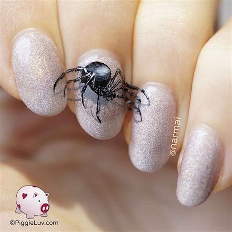 3D Spider Halloween nail art - SoNailicious