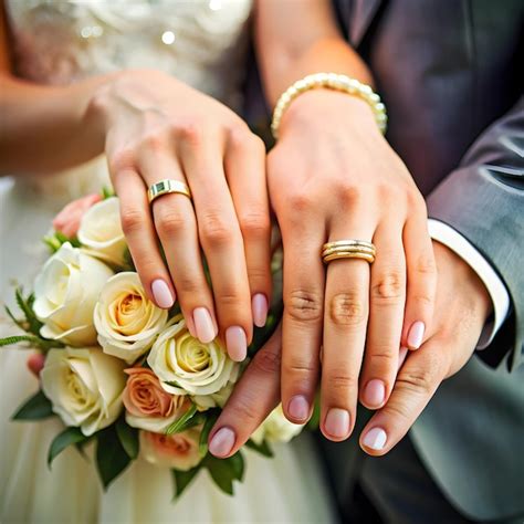 wedding rings  hands premium ai generated image